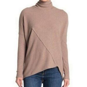 H BY BORDEAUX ASYMMETRICAL COZY LOUNGE TURTLENECK SOFT TOP